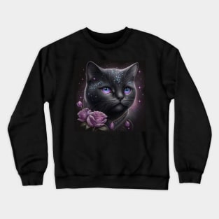 Glimmering Black British Shorthair Cat Crewneck Sweatshirt